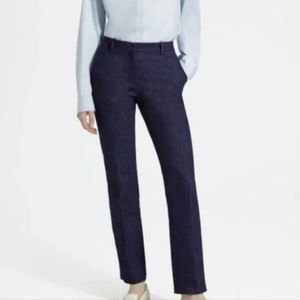 Lafayette 148 New York Acclaimed Stretch Slim Pintuck City Pants Navy - Size 2